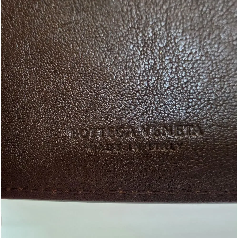 Bottega Veneta Men's Brown Red Beige Intrecciato Woven Bifold Wallet w/COA